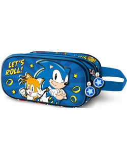 Karactermania Sonic Schoolbag - Let's Roll 3D, cu 2 fermoare