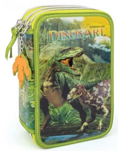 Penar școlar cu rechizite DinosArt - Dinozaurii, cu 3 fermoare