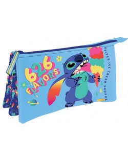 Penar școlar Kstationery Lilo & Stitch - Cu 3 compartimente și un fermoar