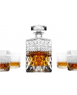 Set de whisky R.O.C.K.S - carafă cu 4 pahare și răcitoare cu piatră