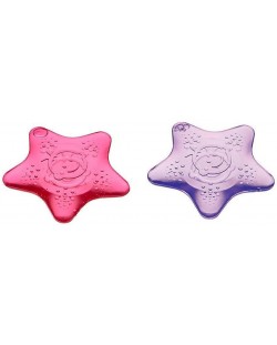Jucării de dentiție liniștitoare cu efect de răcire Vital Baby - Stars, 2 bucăți, roz și mov