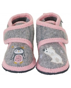 Papuci de lână Sterntaler - cu urs și pinguin, 17/18 cm, 6-12 luni