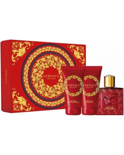 Versace Set Eros Flame - Apă de parfum, Душ гел и Balsam după bărbierit, 3 x 50 ml