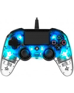 Controller Nacon pentru PS4 - Wired Illuminated Compact Controller, crystal blue
