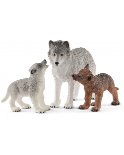 Set figurine Schleich Wild Life - Mama lupoiaca si puii sai