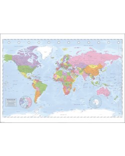 Poster XL Pyramid Educational: World map - Political Map (Miller Projection)