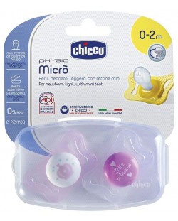 Set suzete Chicco - Physio Micro, 2 buc., 0-2 luni, fata