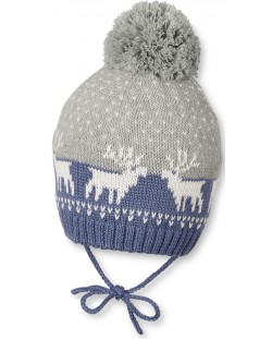 Pălărie de iarnă pentru bebeluși cu pompon Sterntaler - 45 cm, 6-9 luni