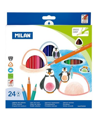 Set creioane colorate Milan - Triunghiulare, 24 culori - 1