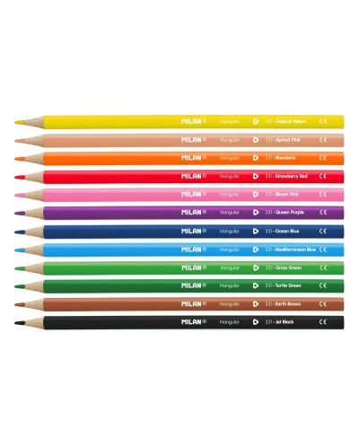 Set creioane  colorate Milan - Triunghiulare, 12 culori - 2