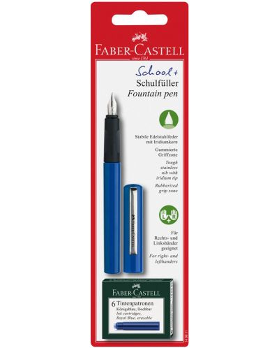 Stilou pentru copii Faber-Castell - Albastru, cu 6 patroane - 1