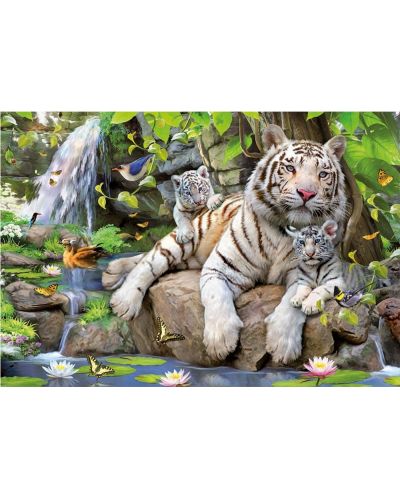 Puzzle Educa de 1000 piese -Tigru alb bengalez cu cei mici - 2