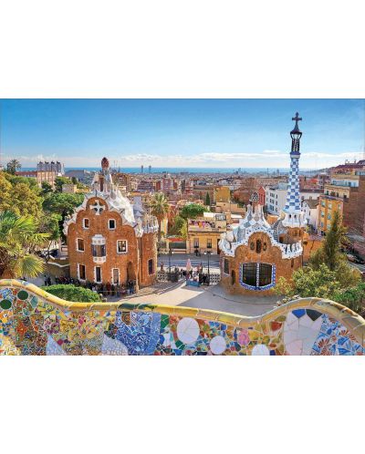 Puzzle Educa 1000 de piese - Vedere catre Barcelona, din Parcul Guell - 2