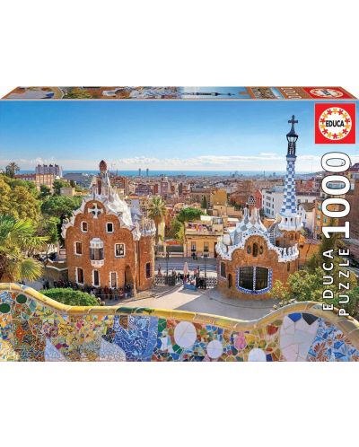 Puzzle Educa 1000 de piese - Vedere catre Barcelona, din Parcul Guell - 1