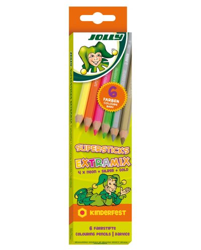 Set creioane colorate Jolly Kinderfest Extra MIX - 6 culori - 1