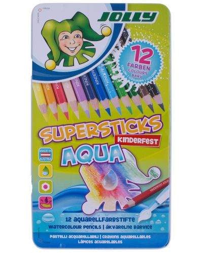 Creioane acuarele colorate Jolly Kinder Aqua -12 culori - 1