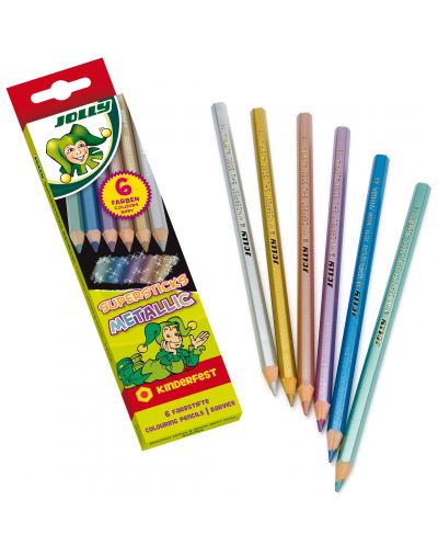 Set de creioane colorate Jolly Kinderfest Metallic - 6 culori - 1