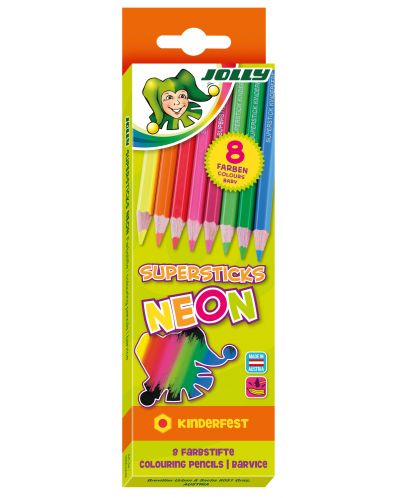 Set creioane colorate Jolly Kinder Neon MIX - 8 culori - 1