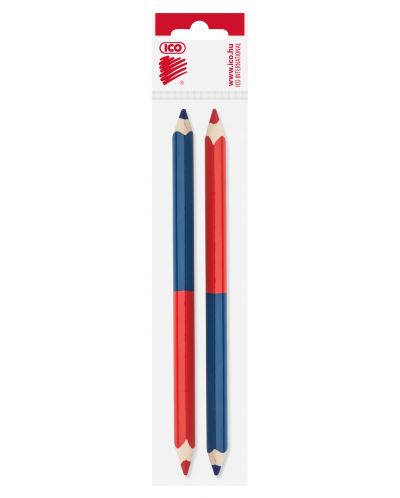 Creion cu două vârfuri ICO - Grafit negru și albastru, 7 mm, 2 bucăți - 1