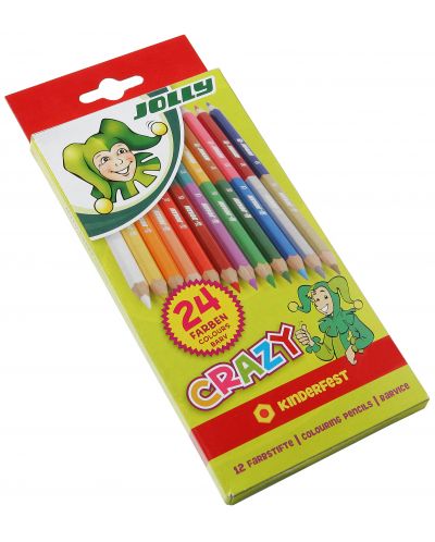 Set creioane colorate Jolly Crazy - Cu 2 parti, 12 x 2 culori - 1