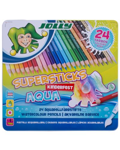 Creioane acuarele colorate Jolly Kinder Aqua - 24 de culori - 1