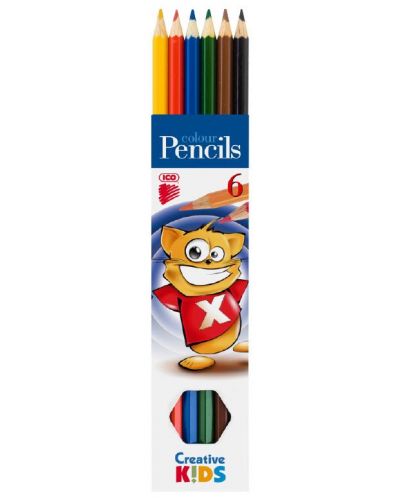 Creioane de culoare ICO Creative Kids - 6 culori - 1