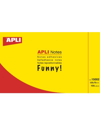 Bilete adezive APLI 12,5 x 7,5 cm, galben neon - 1