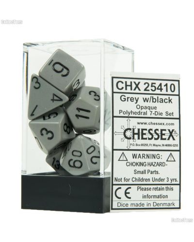 Set zaruri Chessex Opaque Poly 7 - Grey & Black (7 bucati) - 1