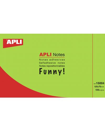Bilete adezive APLI 12,5 x 7,5 cm, verde neon	 - 1
