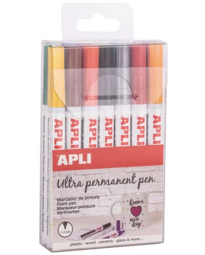 Set markere permanente  APLI - 14 culori metalice, Extra Fine - 1