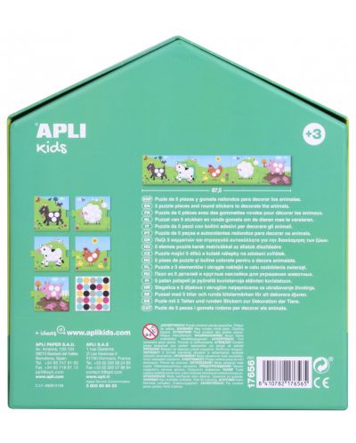 Joc pentru copii APLI - Primul meu puzzle, cu 5 animale domestice si stickere - 3