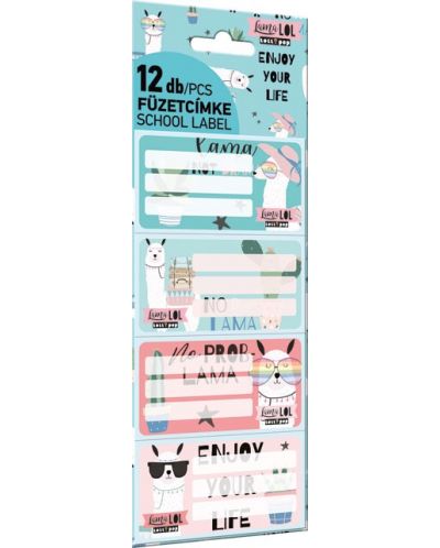 Etichete scolare Lizzy Card - Lama LOL, Lollipop, 12 bucati - 1