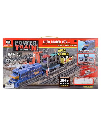 soul train商品 Set de joacă BSQ Power Train World - Tren cu vagon platforma auto