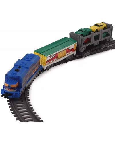 Set de joacă BSQ Power Train World - Tren cu vagon platforma auto