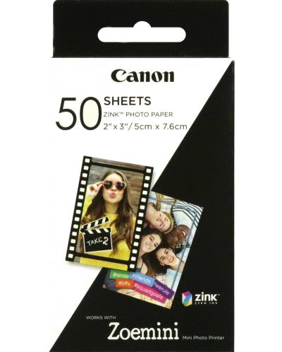 Hârtie foto Canon - Zink 2x3", pentru Zoemini, 50 de buc - 1