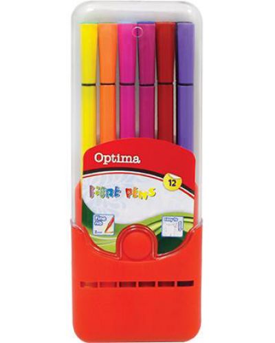Carioci colorate Optima - 12 culori, in cutie - 1