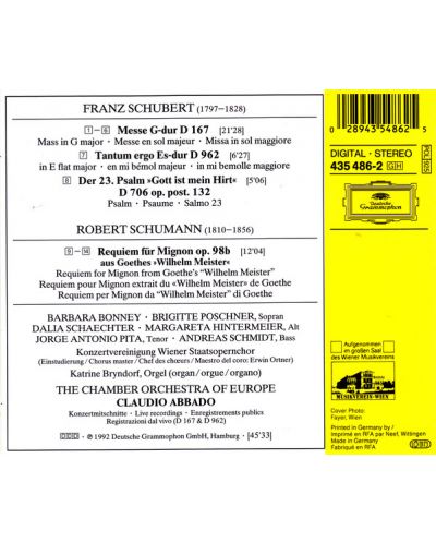 Schubert: Mass In G Major, Tantum Ergo, The 23. Psalm - Schumann: Requiem For Mignon (CD) - 2