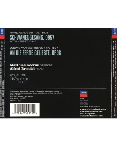 Alfred Brendel, Matthias Goerne - Schubert: Schwanengesang/Beethoven: An die Ferne Geliebte (CD) - 2
