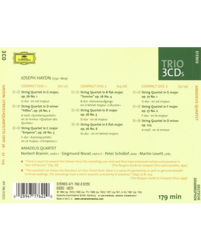 Amadeus Quartet - Haydn, J.: String Quartets Opp.76, 77 & 103 (3 CD) - 2