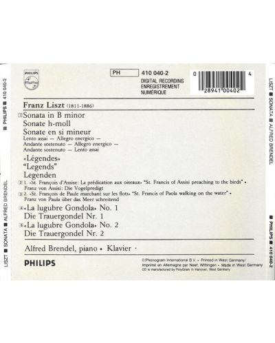 Alfred Brendel - Liszt: Piano Sonata In B minor; Legendes; La lugubre Gondola (CD) - 2