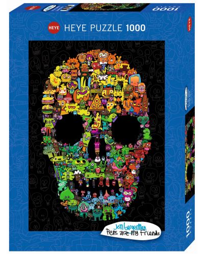 Puzzle Heye de 1000 piese - Schita cu craniu, John Burgerman - 1
