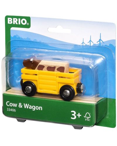 Accesoriu feroviar Brio - Vagon de marfa cu vaca - 1