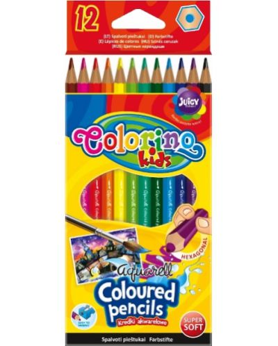 Creioane acuarele colorate - Set de 12 culori cu pensula - 1