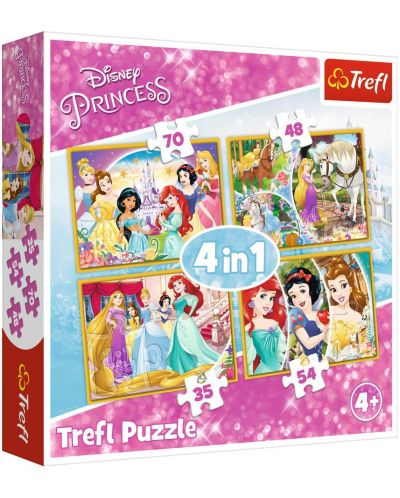 Puzzle Trefl 4 in 1 - Ziua fericita a printeselor Disney - 1