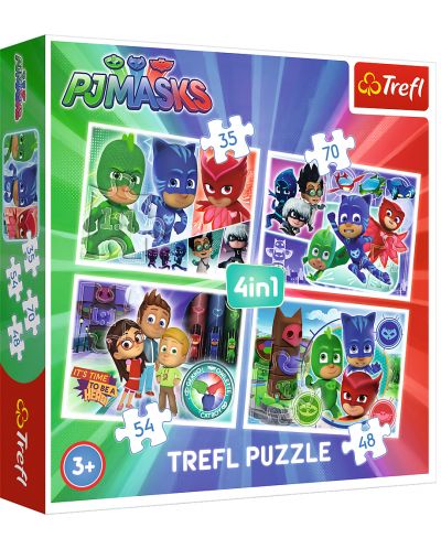 Puzzle Trefl 4 в 1 - Echipa, PJ Masks - 1