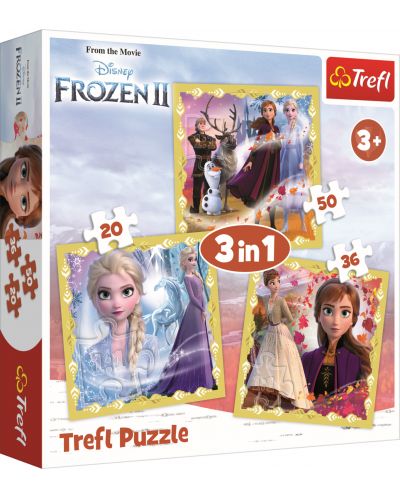 Puzzle Trefl 3 in 1 - Puterea Annei si Elsei, Frozen 2 - 1