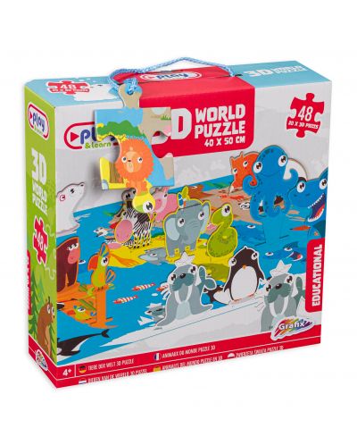 Grafix Puzzle 3D de 48 de piese - Animale din lume - 1