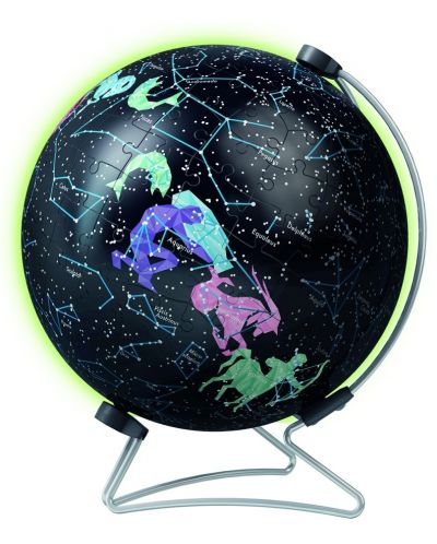3D Puzzle Ravensburger din 180 de piese - Glob care strălucește în întuneric - 2