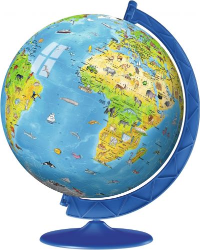 3D Puzzle Ravensburger din 180 de piese- Harta globului a lumii - 1