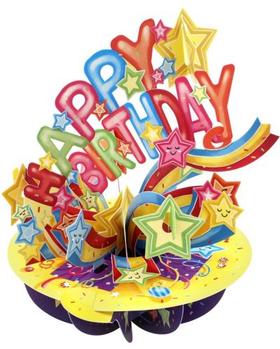 Felicitare 3D Santoro Pirouettes - Happy Birthday, Shooting Stars	 - 1